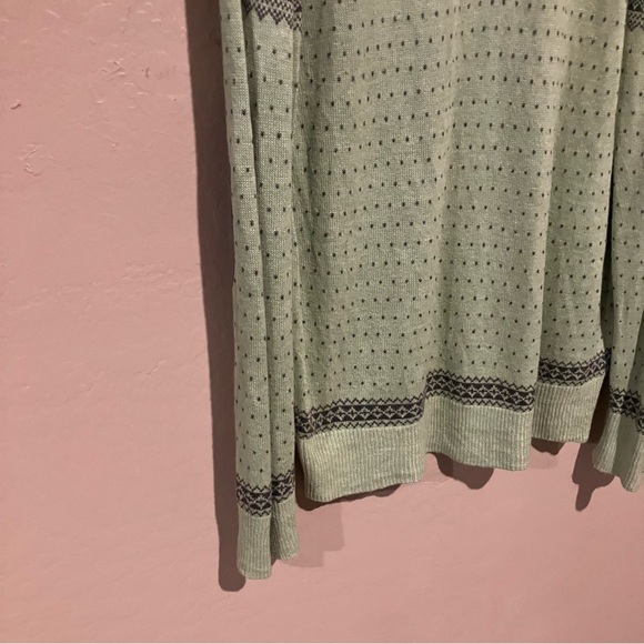 Born Silk Cashmere Fair Isle Green Quarter Zip Sweater Elbow Patches Men's Sz M - Picture 2 of 15